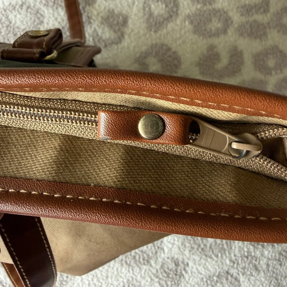 Jackson Canvas Colorblock Tote Bag Brown Olive Tan Dolce Vita‎ Hardware Accent